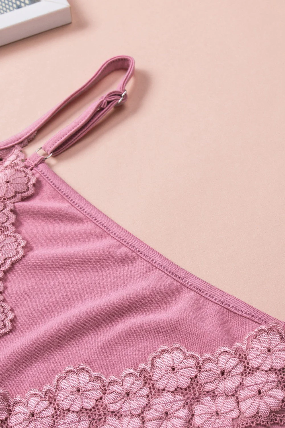 Pink Lace V-Neck Cami